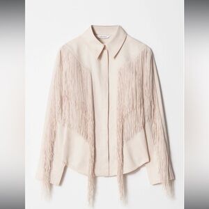 & Other Stories Light Pink Fringed Blouse